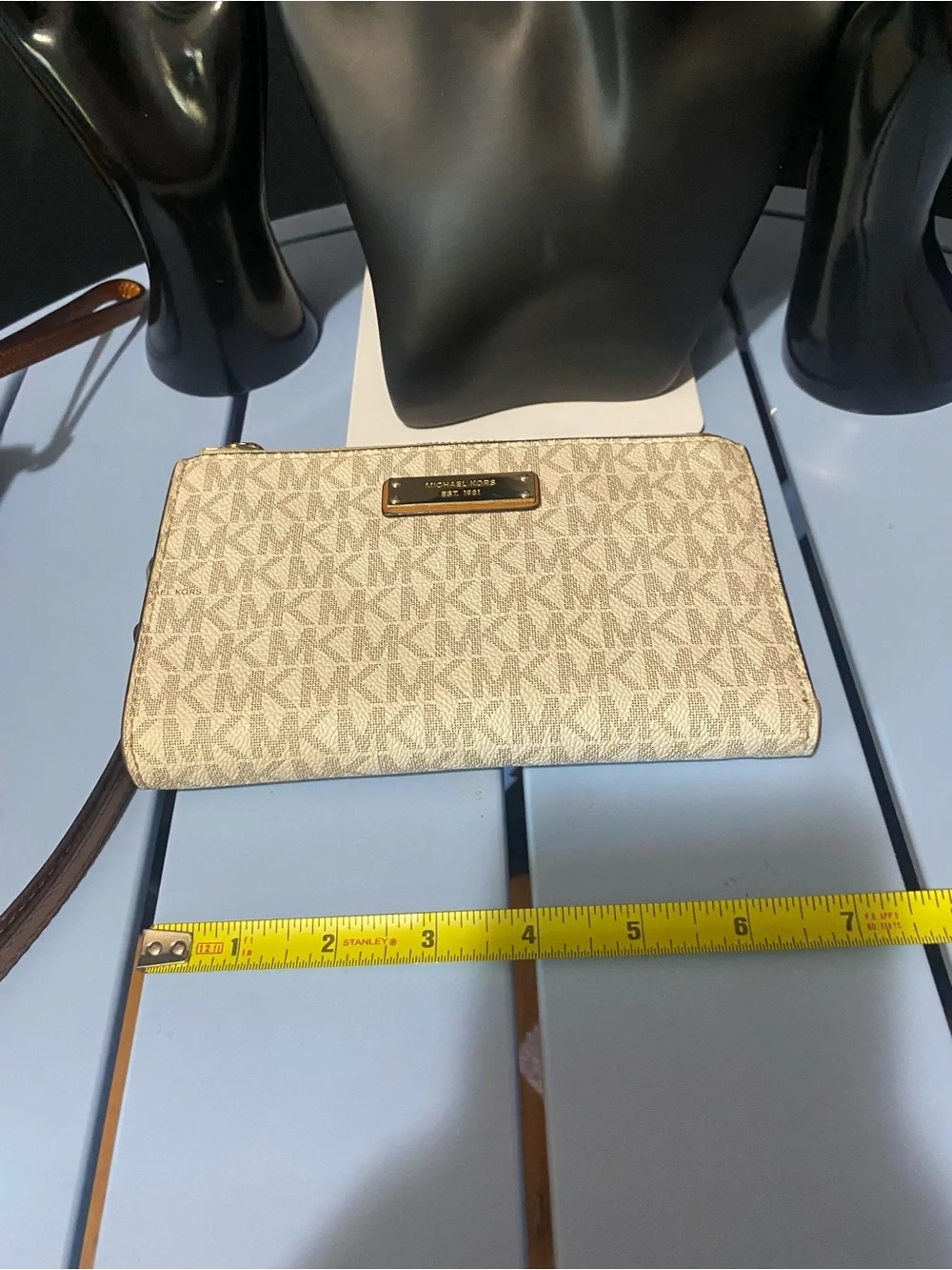 Michael Kors Beige & Brown Signature Canvas Wristlet